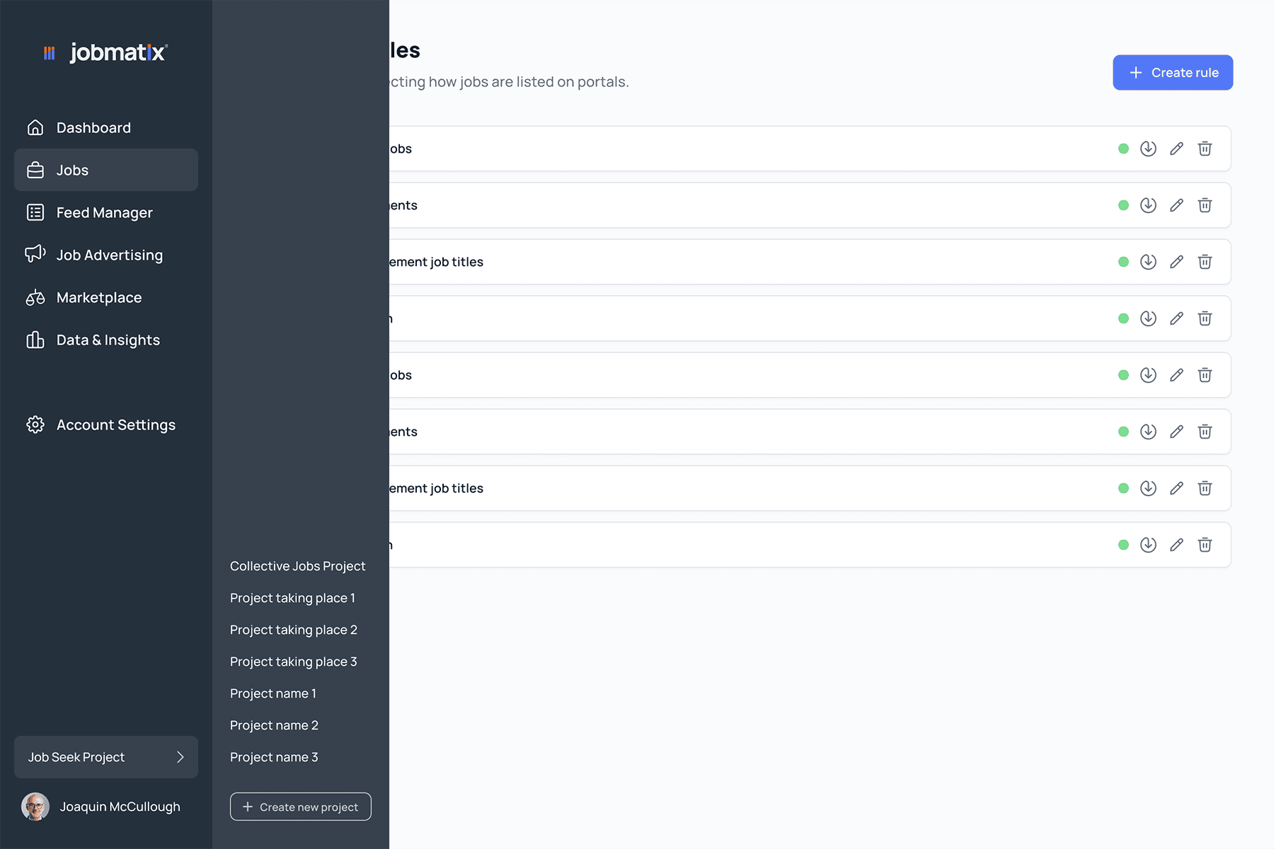 02 sidebar select project